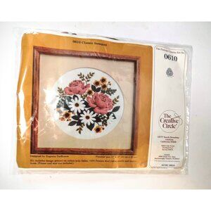 Vintage Creative Circle Needlepoint Kit Floral Bouquet Complete Sealed 1983